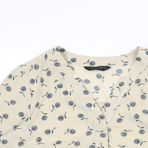 Dorothy Perkins Womens Beige Geometric Polyester Basic Blouse Size 10 V-Neck