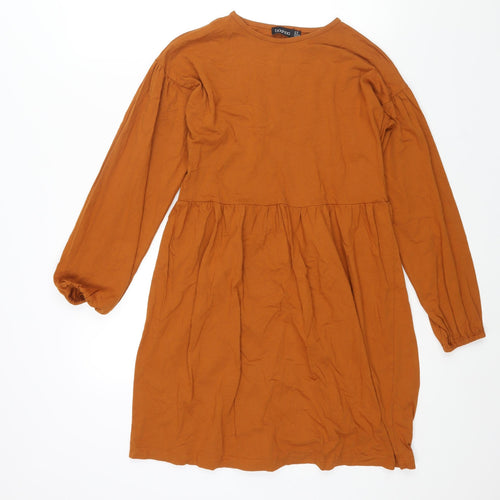 Boohoo Womens Brown Cotton A-Line Size 10 Round Neck Pullover