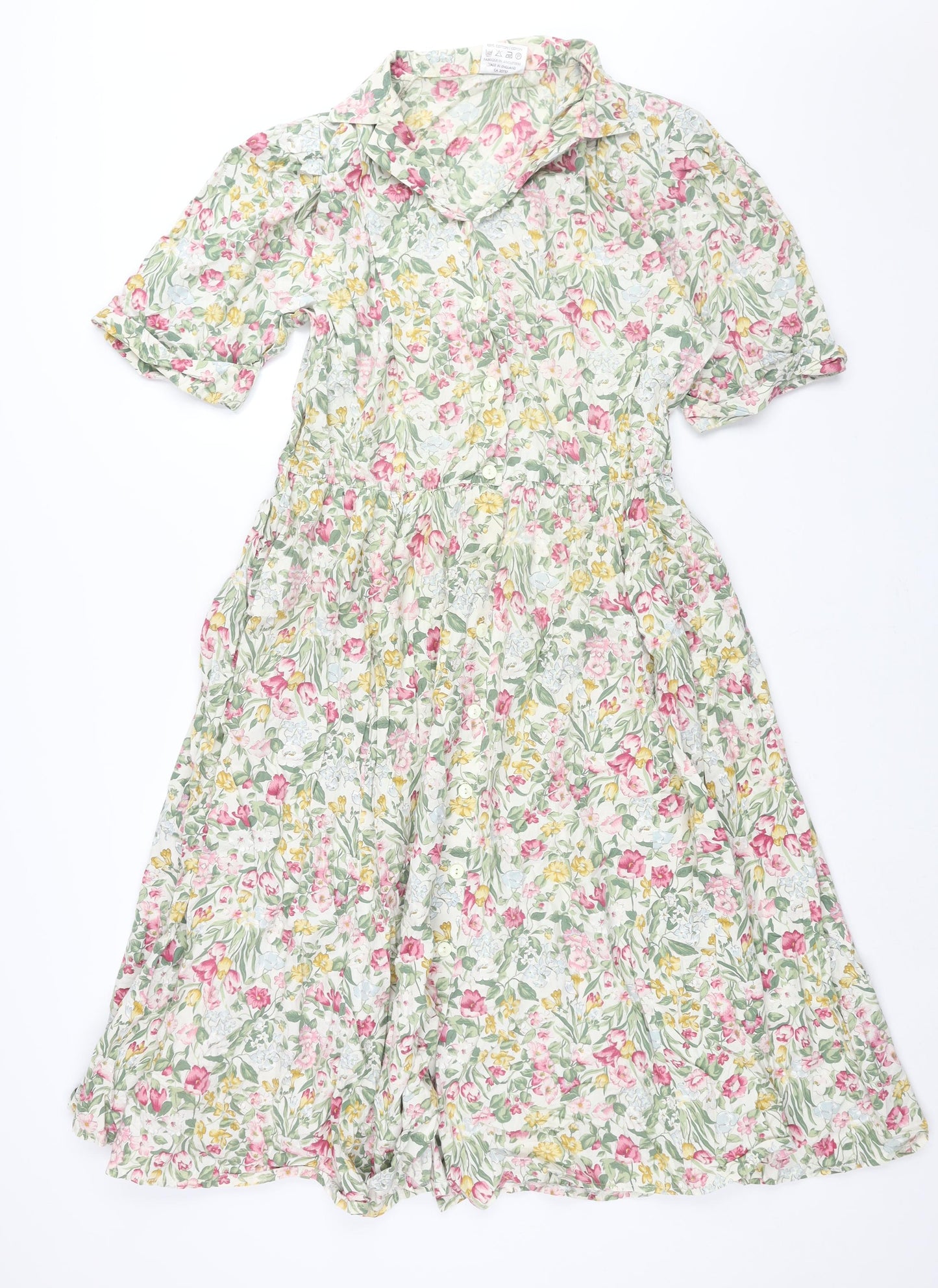 Nightingales Womens Multicoloured Floral Cotton Shift Size 18 Collared Button