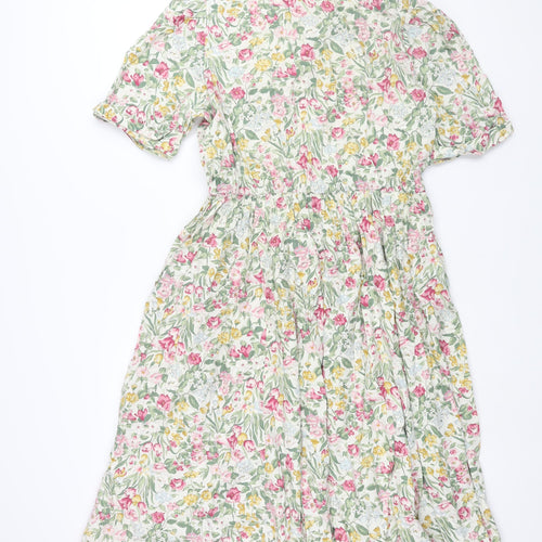Nightingales Womens Multicoloured Floral Cotton Shift Size 18 Collared Button
