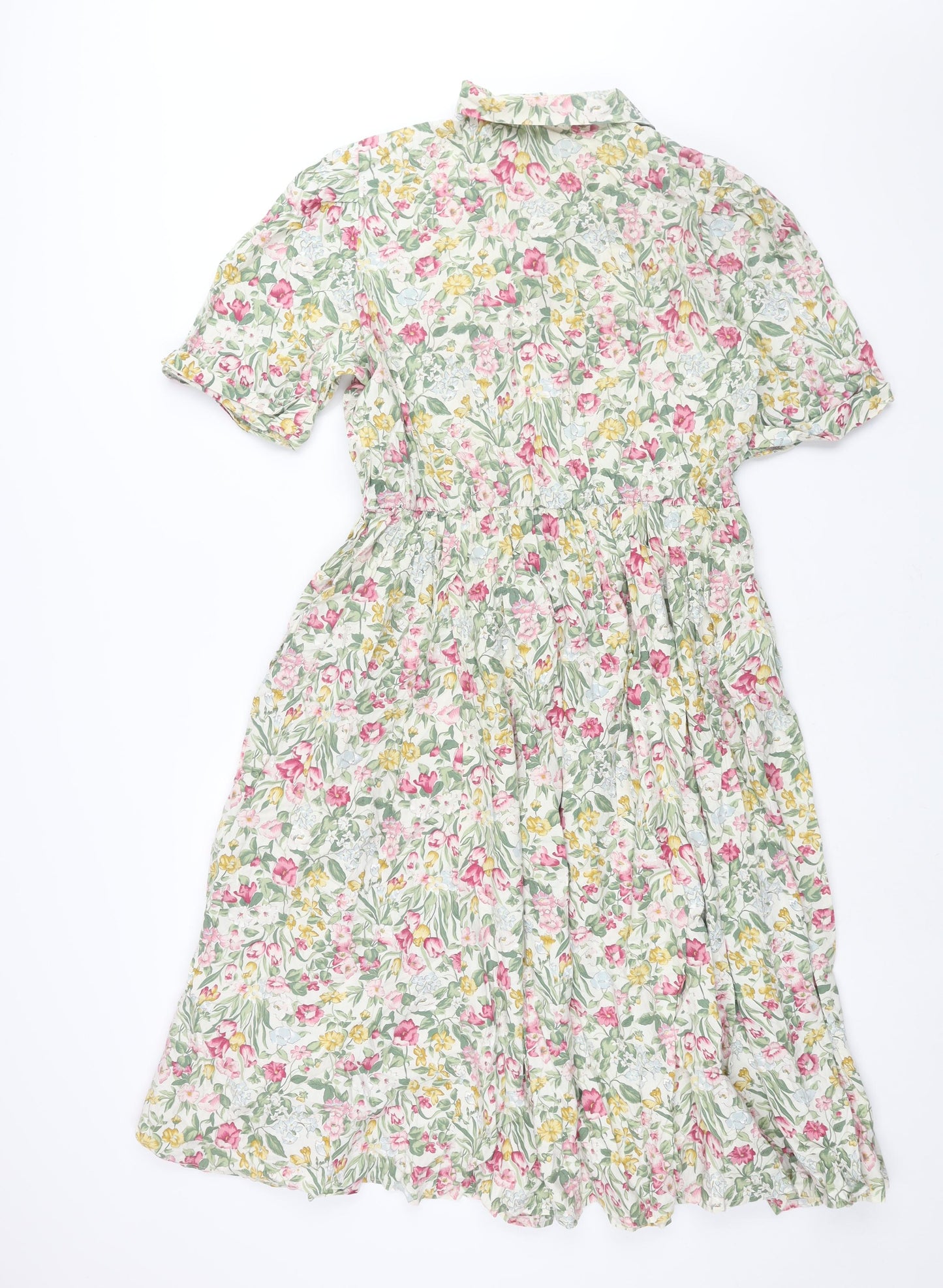 Nightingales Womens Multicoloured Floral Cotton Shift Size 18 Collared Button