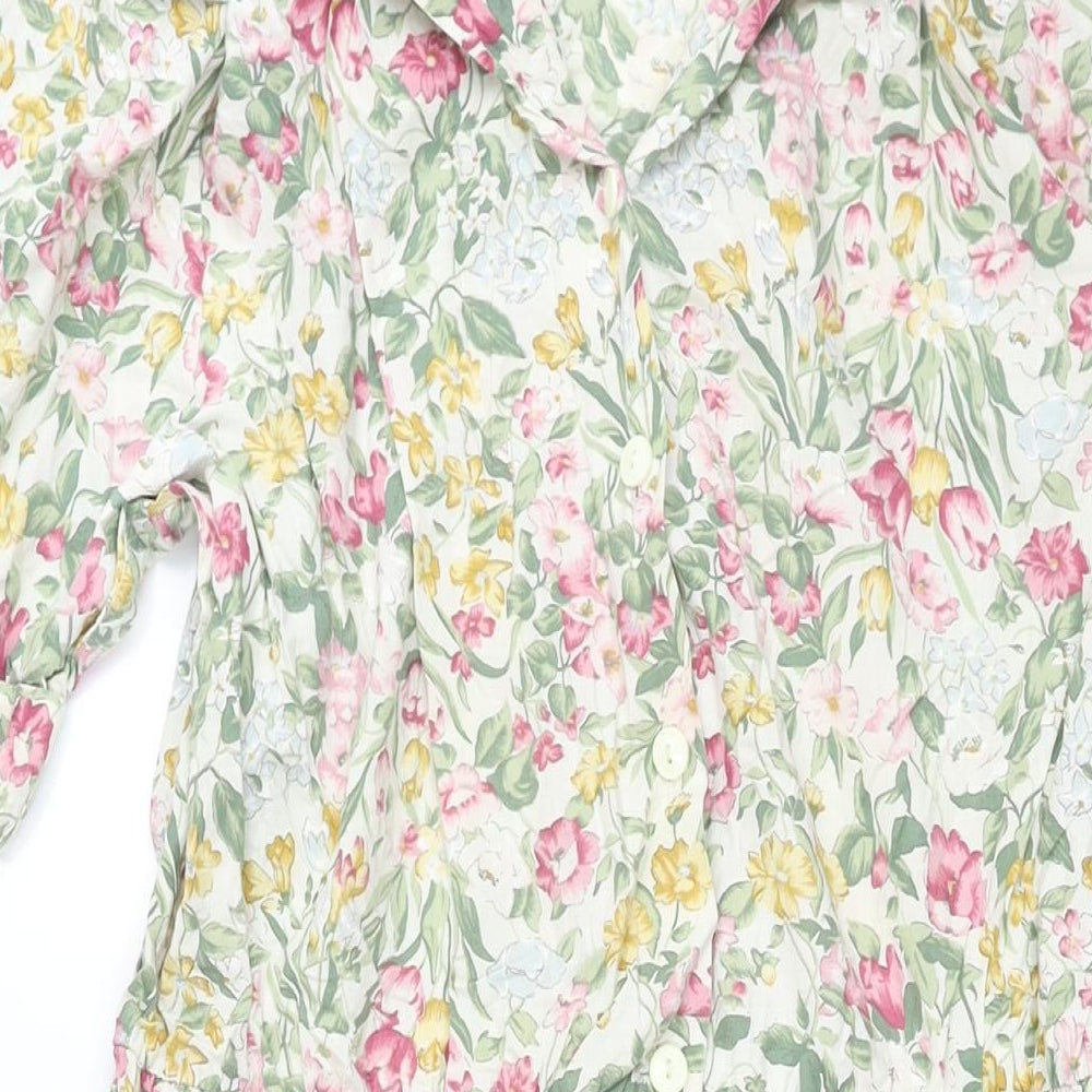 Nightingales Womens Multicoloured Floral Cotton Shift Size 18 Collared Button