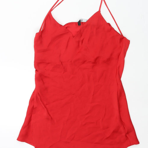 Zara Womens Red Polyester Camisole Blouse Size M V-Neck - Cowl Back