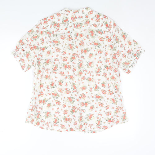 Marks and Spencer Womens Multicoloured Floral Cotton Basic Blouse Size 16 V-Neck