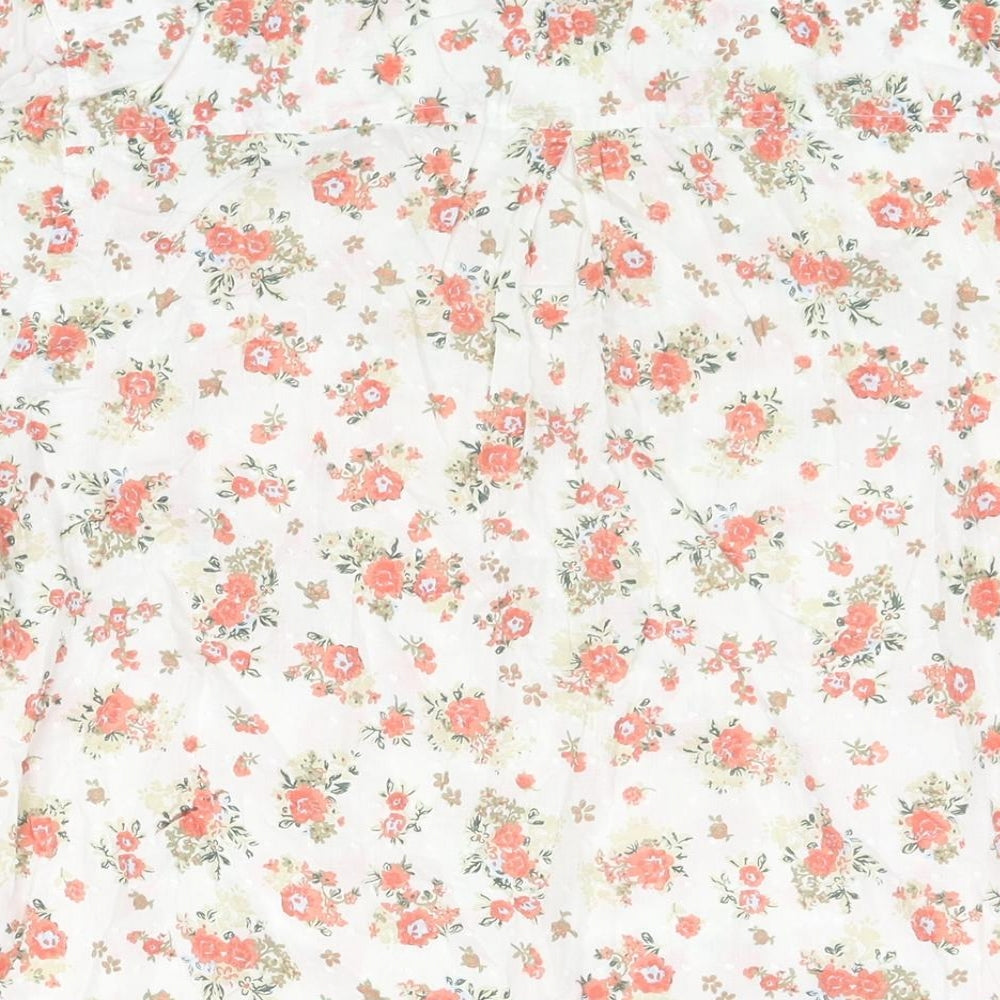 Marks and Spencer Womens Multicoloured Floral Cotton Basic Blouse Size 16 V-Neck