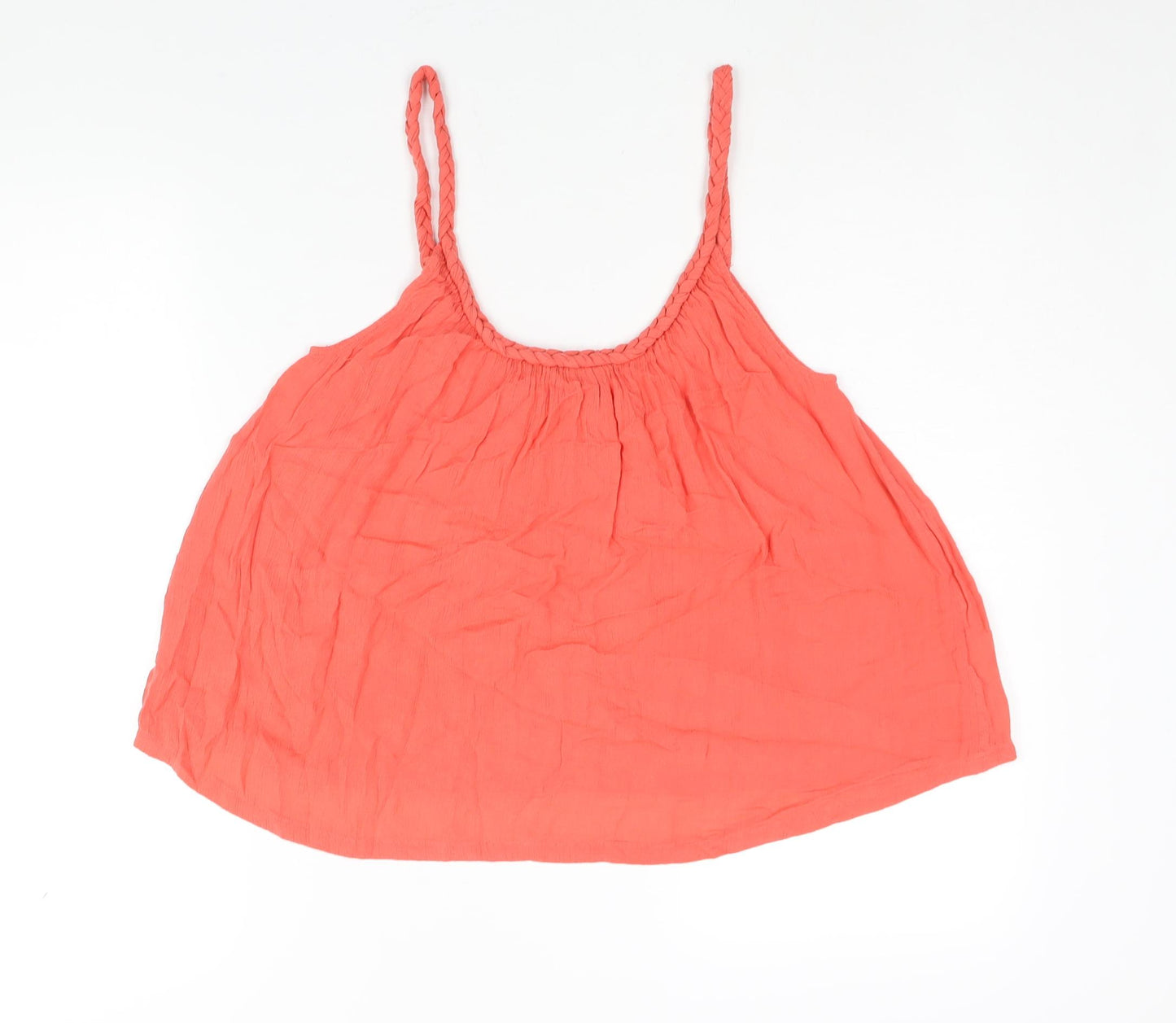 Topshop Womens Pink Viscose Camisole Blouse Size 8 Scoop Neck - Plait Straps