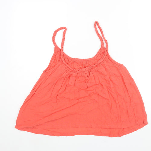 Topshop Womens Pink Viscose Camisole Blouse Size 8 Scoop Neck - Plait Straps