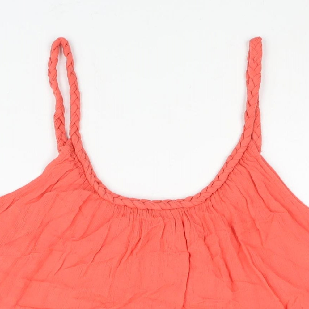 Topshop Womens Pink Viscose Camisole Blouse Size 8 Scoop Neck - Plait Straps