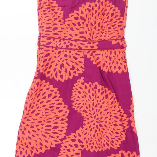 Boden Womens Purple Geometric Cotton Shift Size 6 V-Neck Zip