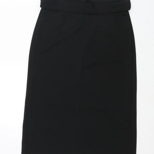 Girl In Mind Womens Black Polyester Straight & Pencil Skirt Size 12 Zip - Belted