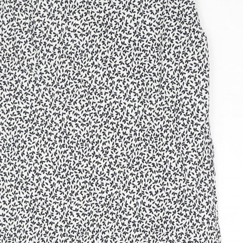 Marks and Spencer Womens White Geometric Linen Shift Size 6 V-Neck Pullover