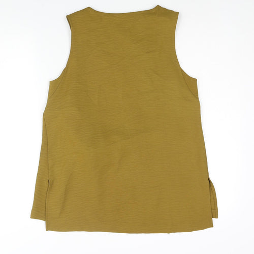 NEXT Womens Green Polyester Tunic Blouse Size 12 V-Neck - Eyelet Tie Detail