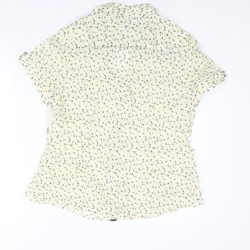 Betty Jackson Womens Yellow Geometric Polyester Basic Blouse Size 20 Collared