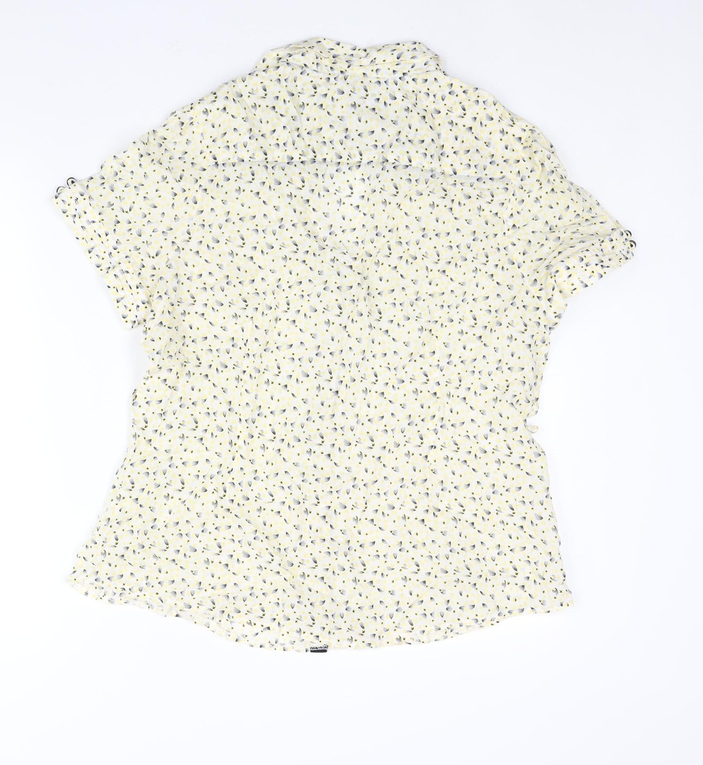 Betty Jackson Womens Yellow Geometric Polyester Basic Blouse Size 20 Collared