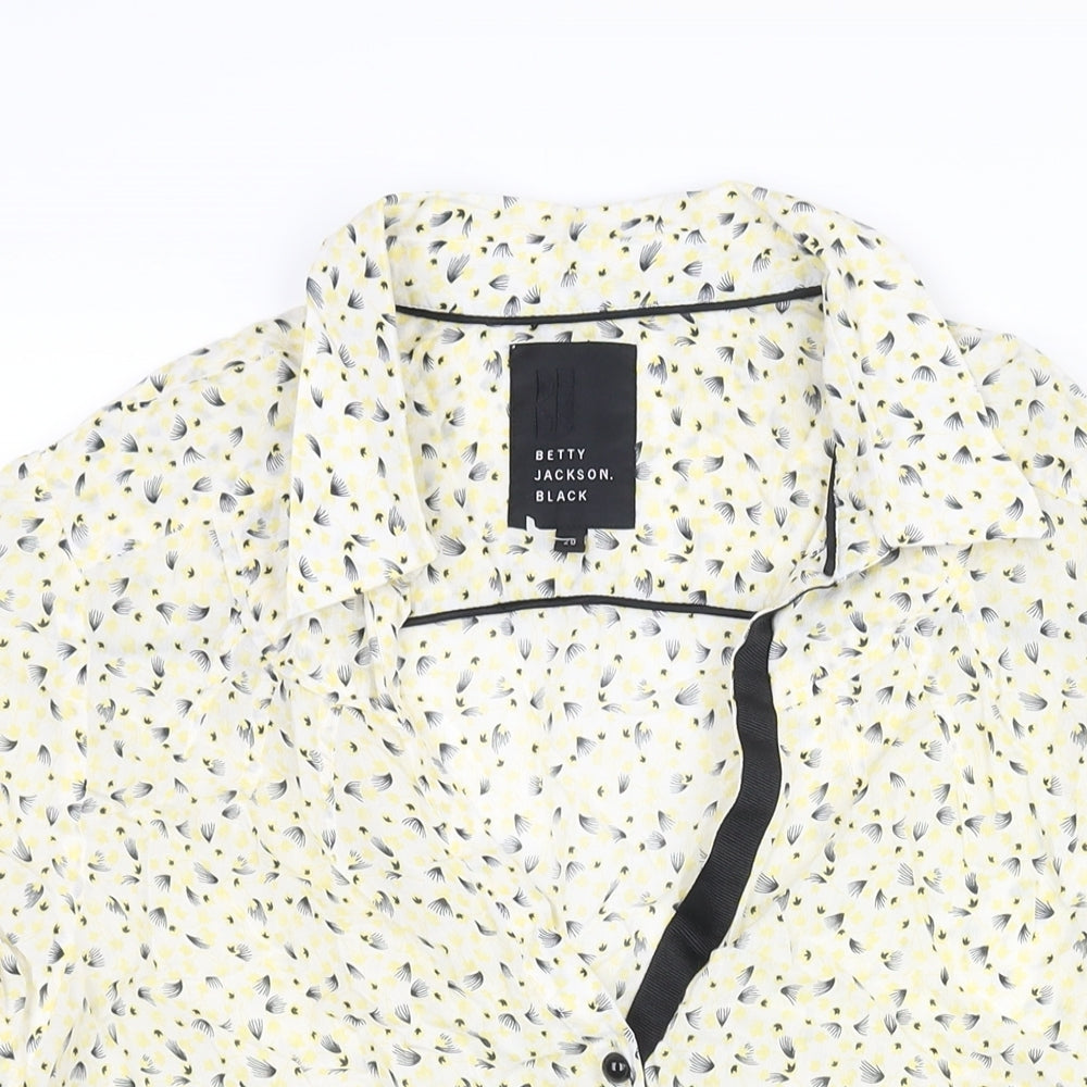 Betty Jackson Womens Yellow Geometric Polyester Basic Blouse Size 20 Collared