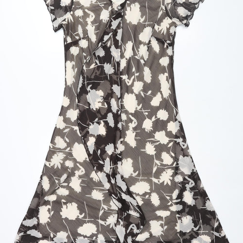Klass Womens Black Geometric Polyester Shift Size 14 V-Neck Pullover - Frill Floral Print