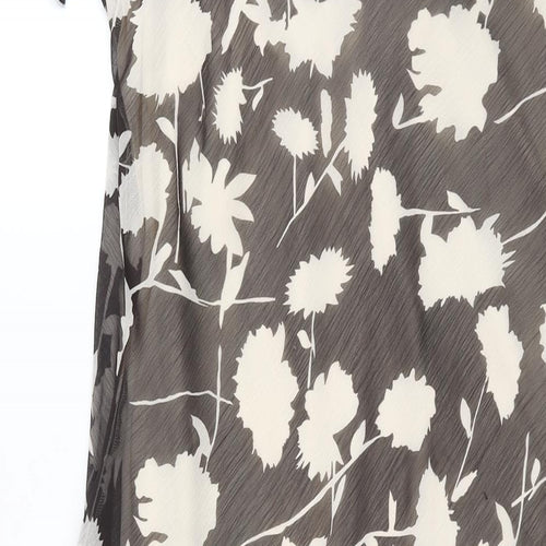 Klass Womens Black Geometric Polyester Shift Size 14 V-Neck Pullover - Frill Floral Print