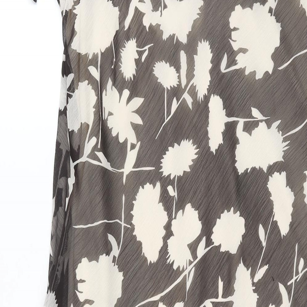 Klass Womens Black Geometric Polyester Shift Size 14 V-Neck Pullover - Frill Floral Print