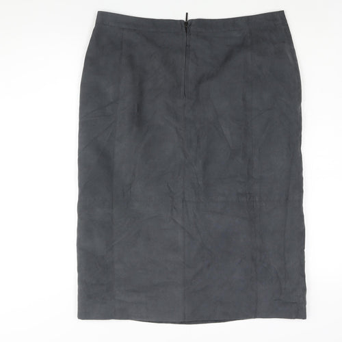 Laura Ashley Womens Grey Polyester Straight & Pencil Skirt Size 14 Zip - Vented