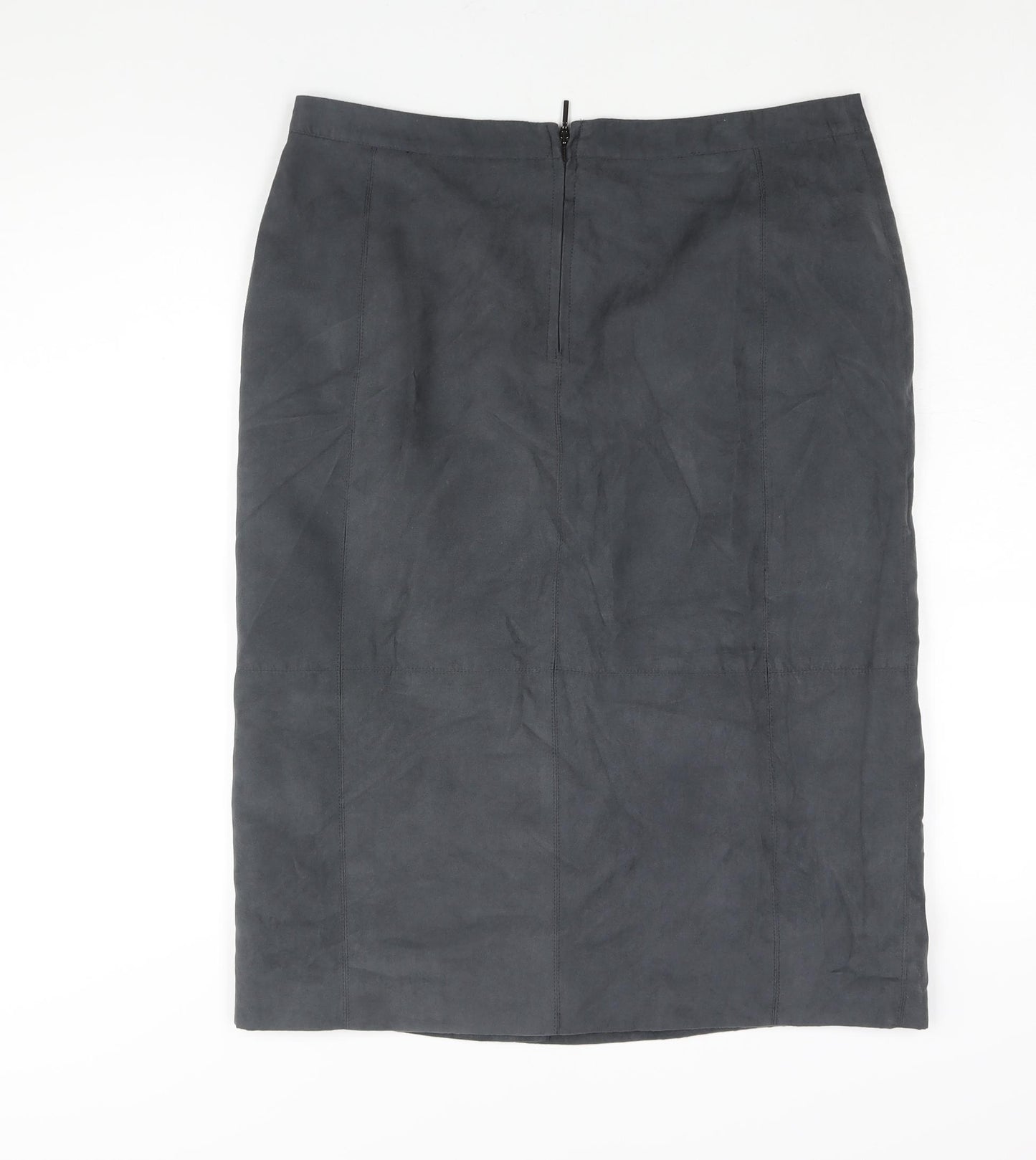 Laura Ashley Womens Grey Polyester Straight & Pencil Skirt Size 14 Zip - Vented
