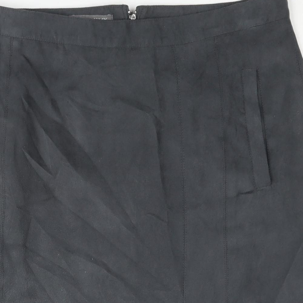 Laura Ashley Womens Grey Polyester Straight & Pencil Skirt Size 14 Zip - Vented