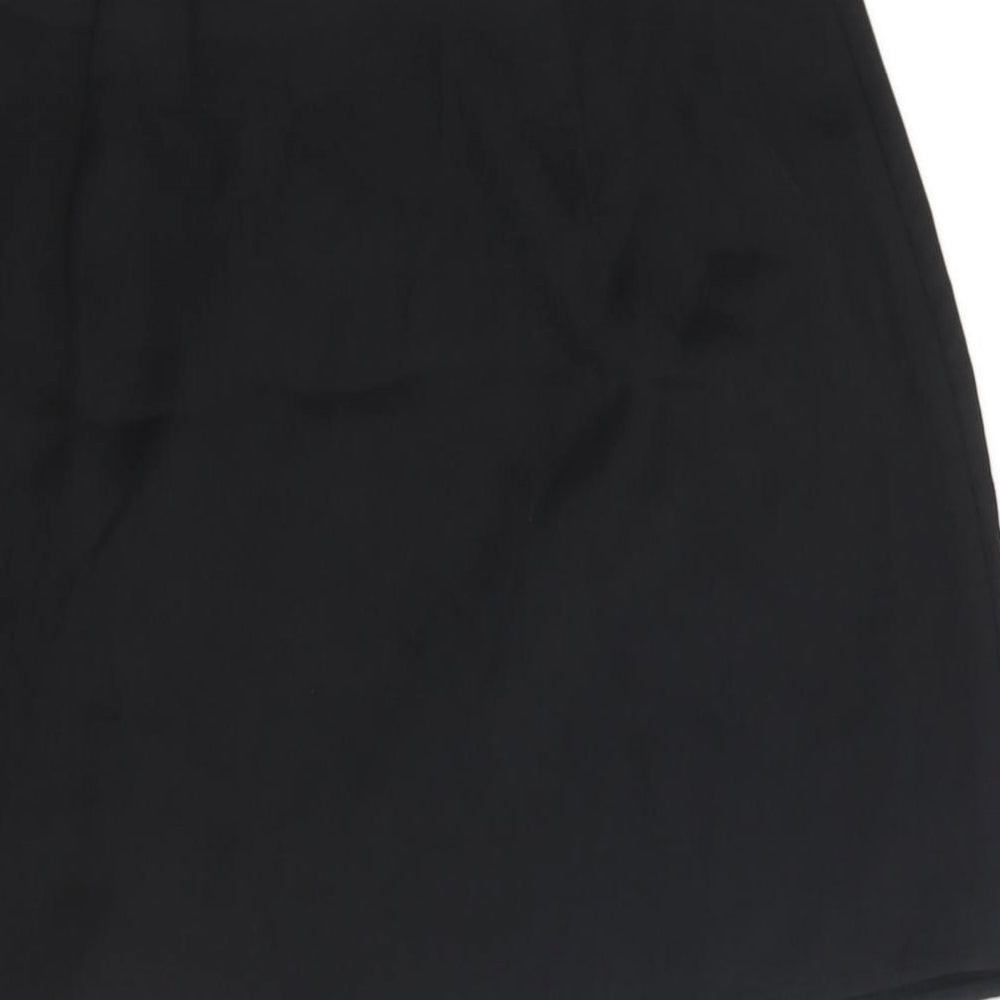 Cider Womens Black Polyester A-Line Skirt Size M Zip - Front Slit