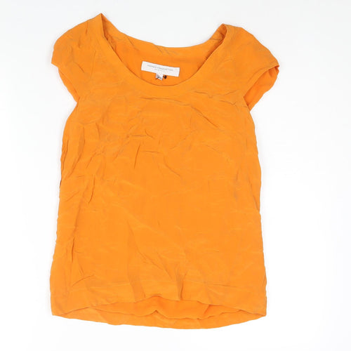 French Connection Womens Orange Silk Basic Blouse Size 8 Round Neck