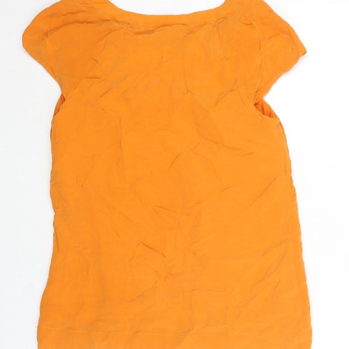 French Connection Womens Orange Silk Basic Blouse Size 8 Round Neck