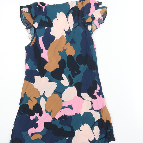 KEW Womens Multicoloured Geometric Viscose Basic Blouse Size 8 V-Neck - Frill