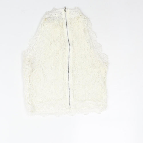 Misspap Womens Ivory Polyester Camisole Blouse Size S Mock Neck