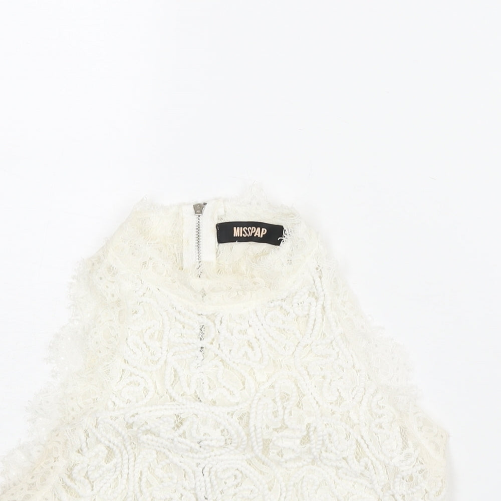 Misspap Womens Ivory Polyester Camisole Blouse Size S Mock Neck