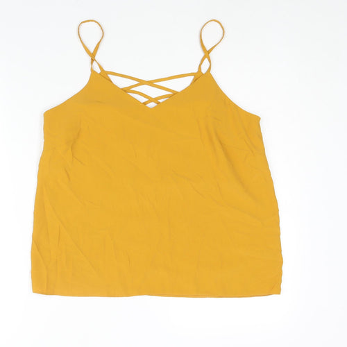New Look Womens Yellow Polyester Camisole Blouse Size 12 V-Neck