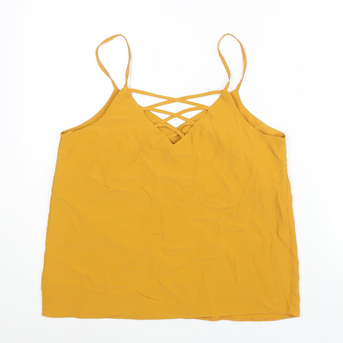 New Look Womens Yellow Polyester Camisole Blouse Size 12 V-Neck