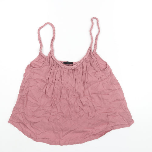 Topshop Womens Purple Viscose Camisole Blouse Size 8 Scoop Neck - Plait Straps