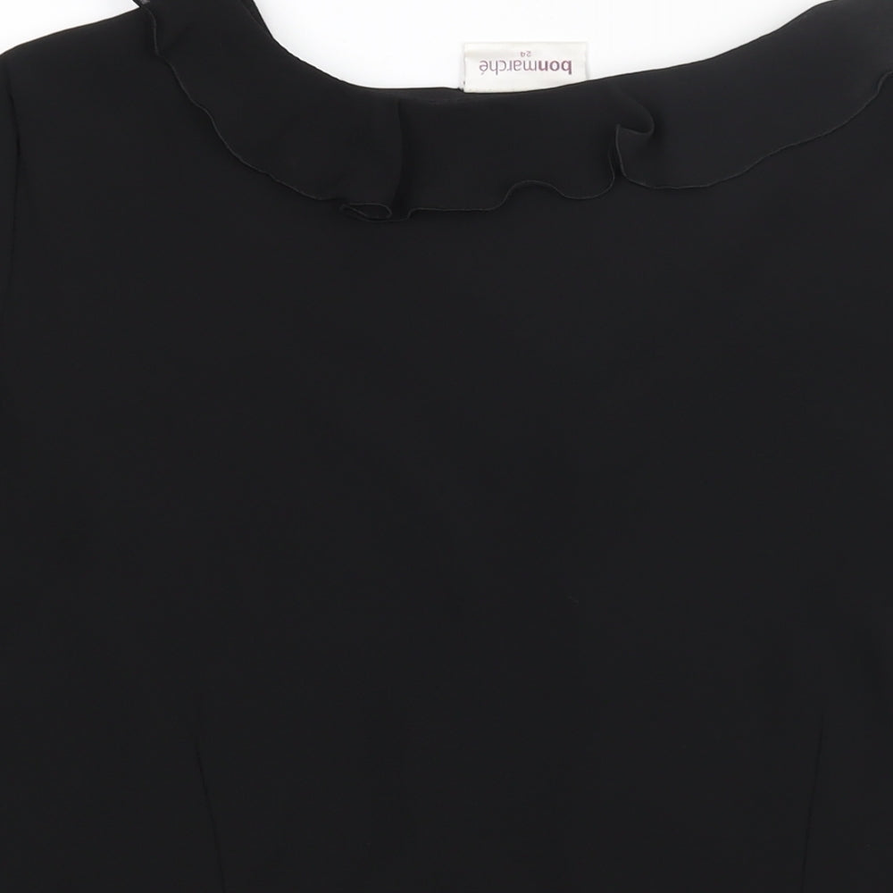 Bonmarché Womens Black Polyester Basic Blouse Size 24 V-Neck - Frill