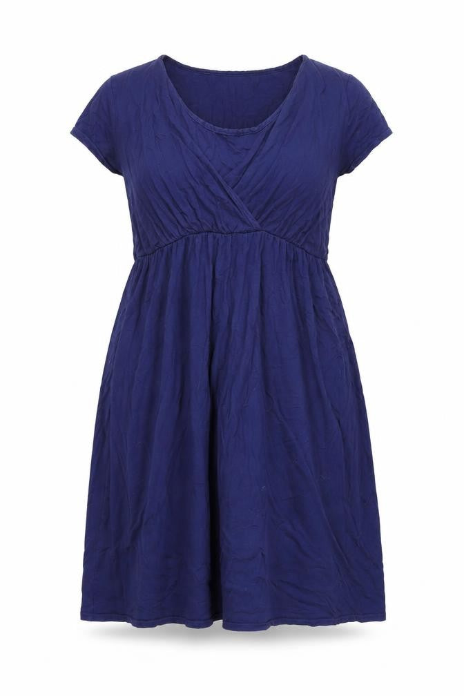 Front view of mamas & papas women’s blue polyester a-line, size UK 10, round neck pullover