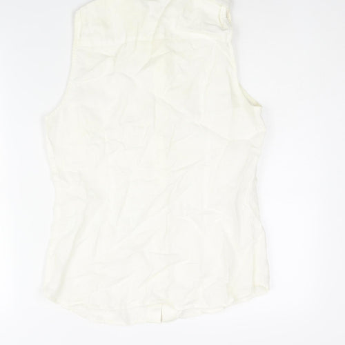 DS Lab Womens Ivory Linen Camisole Blouse Size 10 Collared