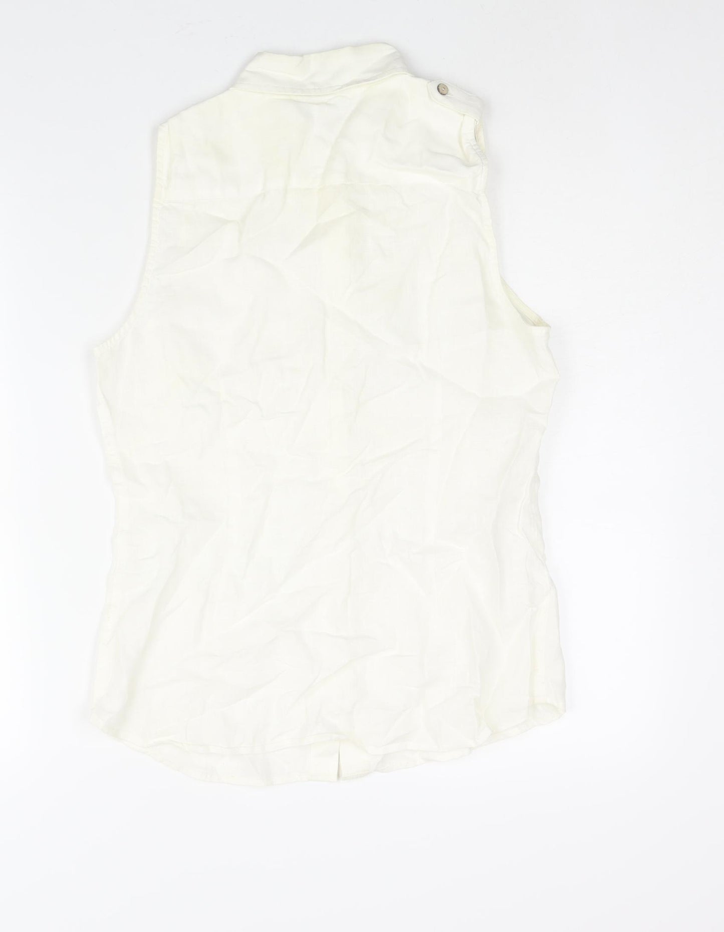 DS Lab Womens Ivory Linen Camisole Blouse Size 10 Collared