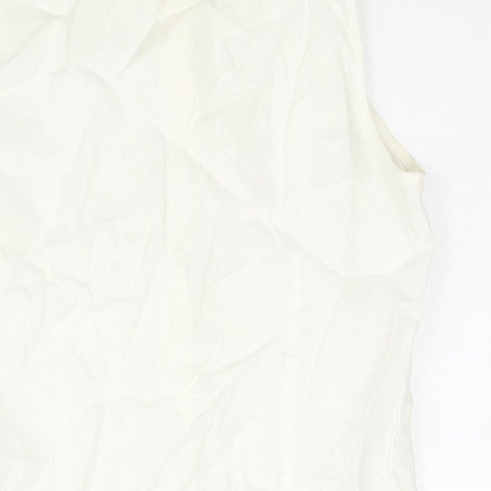 DS Lab Womens Ivory Linen Camisole Blouse Size 10 Collared