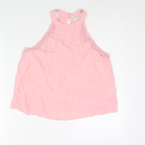 Miss Selfridge Womens Pink Viscose Camisole Blouse Size 8 Round Neck - Lace Detail