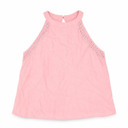 Miss Selfridge Womens Pink Viscose Camisole Blouse Size 8 Round Neck - Lace Detail