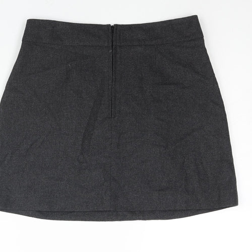 French Connection Womens Grey Wool A-Line Skirt Size 12 Zip