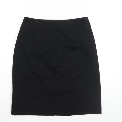 NEXT Womens Black Polyester Straight & Pencil Skirt Size 12 Zip - Wrap Style