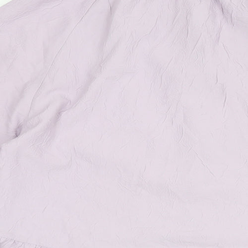 H&M Womens Purple Polyester Shift Size M Round Neck Button - Smocked