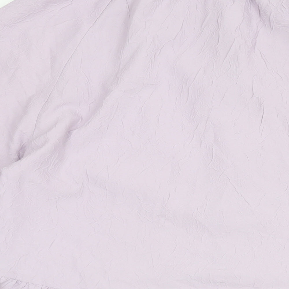H&M Womens Purple Polyester Shift Size M Round Neck Button - Smocked