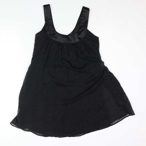Miss Selfridge Womens Black Polyester Shift Size 12 Scoop Neck Pullover - Belted Pockets