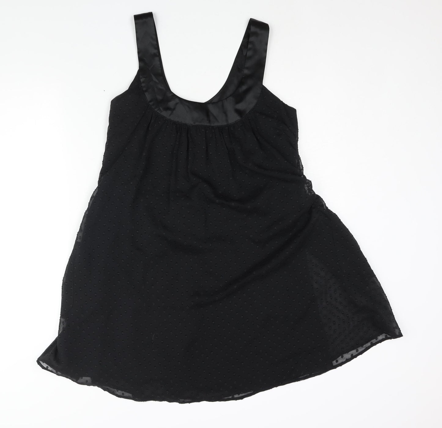 Miss Selfridge Womens Black Polyester Shift Size 12 Scoop Neck Pullover - Belted Pockets