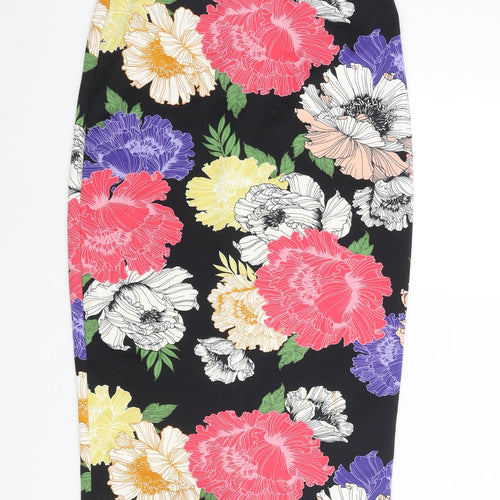 Miss Selfridge Womens Multicoloured Floral Polyester Straight & Pencil Skirt Size 12 Zip