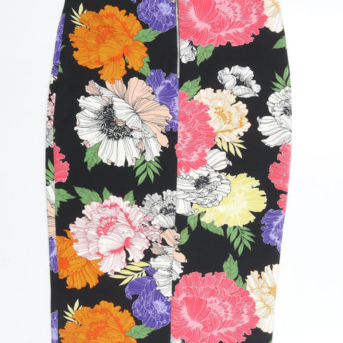 Miss Selfridge Womens Multicoloured Floral Polyester Straight & Pencil Skirt Size 12 Zip