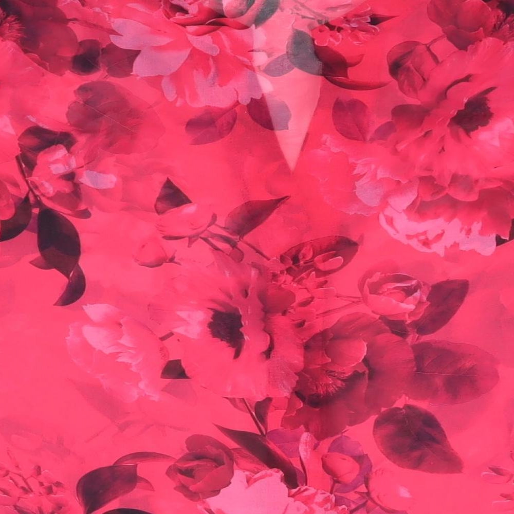 Lipsy Womens Pink Floral Polyester Basic Button-Up Size 14 Round Neck